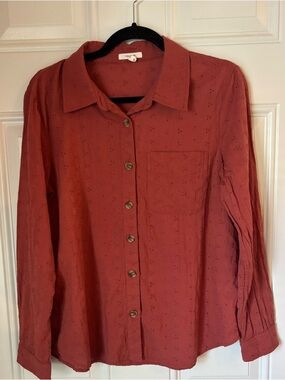 Maurices Rust Eyelet Button Shirt